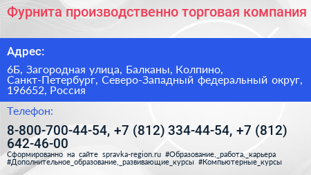 Фурнита производственно торговая компания - визитка