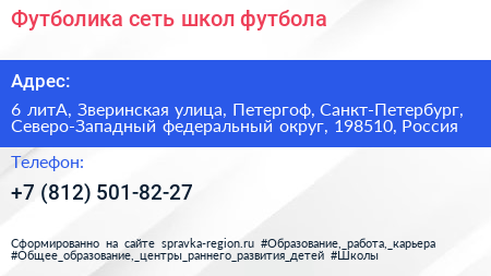 Футболика сеть школ футбола - визитка