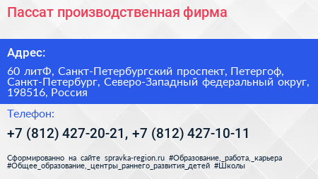 Пассат производственная фирма - визитка