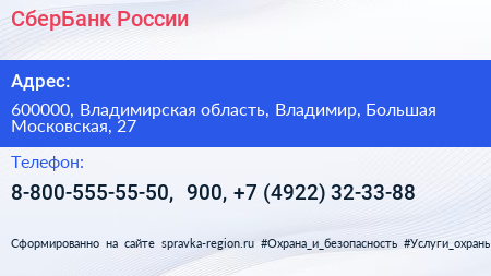 СберБанк России - визитка
