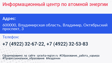 Информационный центр по атомной энергии - визитка
