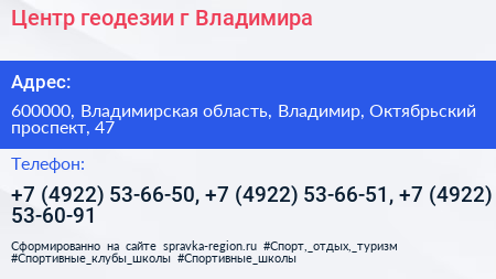 Центр геодезии г Владимира - визитка