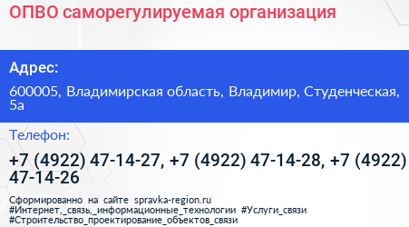ОПВО саморегулируемая организация - визитка