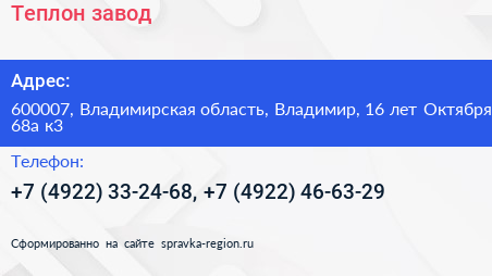 Теплон завод - визитка