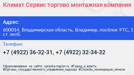 Климат Сервис торгово монтажная компания - визитка