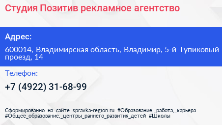 Студия Позитив рекламное агентство - визитка