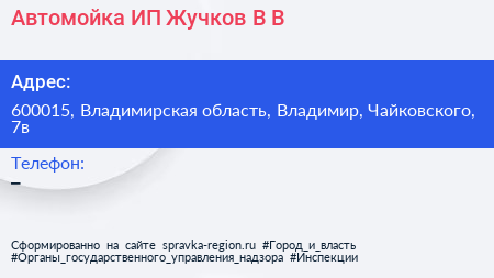 Автомойка ИП Жучков В В  - визитка