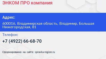 ЭНКОМ ПРО компания - визитка