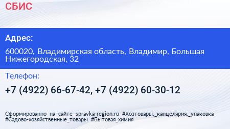 СБИС - визитка