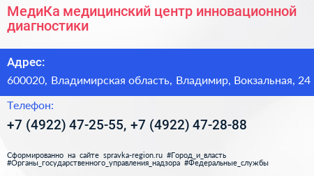 МедиКа медицинский центр инновационной диагностики - визитка