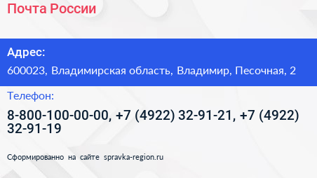 Почта России - визитка