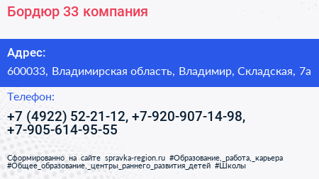 Бордюр 33 компания - визитка