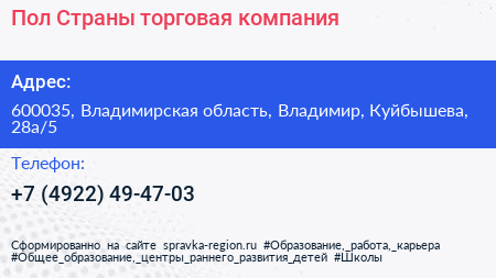 Пол Страны торговая компания - визитка