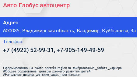 Авто Глобус автоцентр - визитка