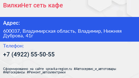 ВилкиНет сеть кафе - визитка