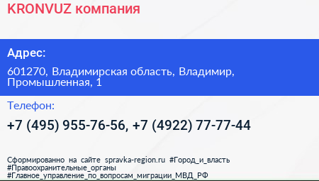 KRONVUZ компания - визитка