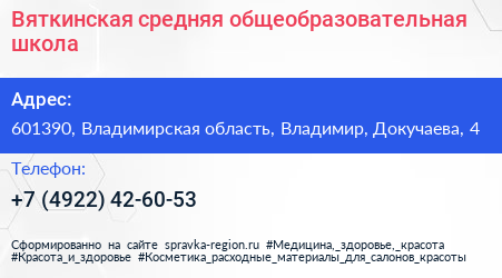 Вяткинская средняя общеобразовательная школа - визитка