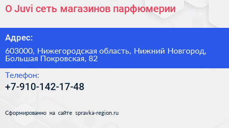 O Juvi сеть магазинов парфюмерии - визитка