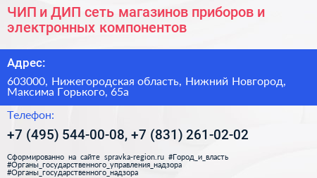 ЧИП и ДИП сеть магазинов приборов и электронных компонентов - визитка