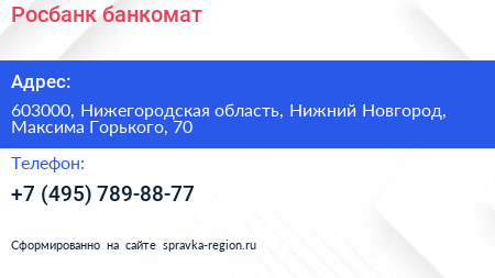 Росбанк банкомат - визитка