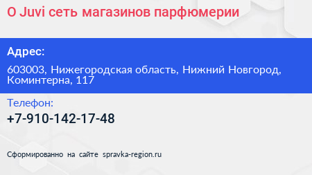 O Juvi сеть магазинов парфюмерии - визитка