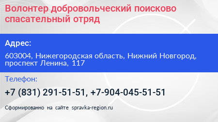 Волонтер добровольческий поисково спасательный отряд - визитка