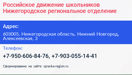 Российское движение школьников Нижегородское региональное отделение - визитка
