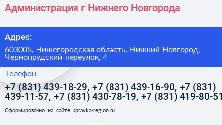 Администрация г Нижнего Новгорода - визитка