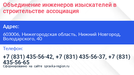 Объединение инженеров изыскателей в строительстве ассоциация - визитка
