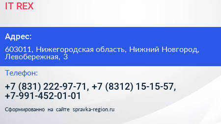 IT REX - визитка