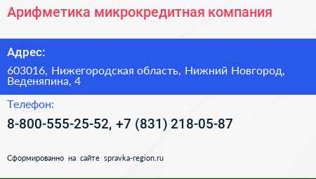 Арифметика микрокредитная компания - визитка
