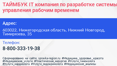 ТАЙМБУК IT компания по разработке системы управления рабочим временем - визитка