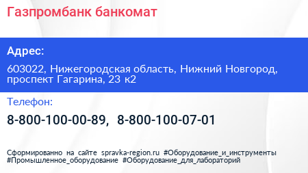 Газпромбанк банкомат - визитка