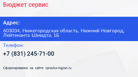 Бюджет сервис - визитка