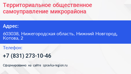 Территориальное общественное самоуправление микрорайона - визитка