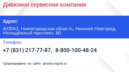 Дивизион сервисная компания - визитка