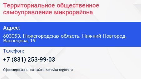 Территориальное общественное самоуправление микрорайона - визитка