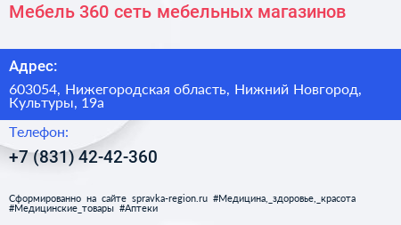 Мебель 360 сеть мебельных магазинов - визитка