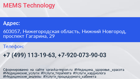 MEMS Technology - визитка