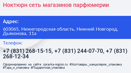 Ноктюрн сеть магазинов парфюмерии - визитка