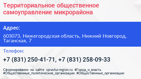 Территориальное общественное самоуправление микрорайона - визитка