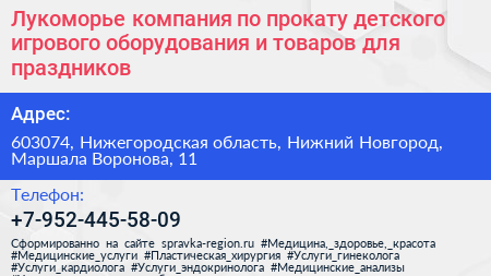 Лукоморье компания по прокату детского игрового оборудования и товаров для праздников - визитка