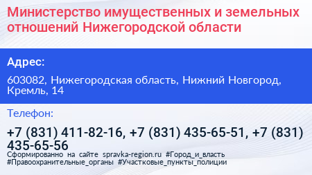 Министерство имущественных и земельных отношений Нижегородской области - визитка