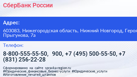 СберБанк России - визитка