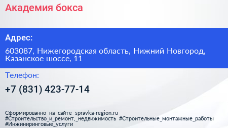 Академия бокса - визитка