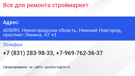 Все для ремонта строймаркет - визитка