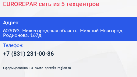 EUROREPAR сеть из 5 техцентров - визитка