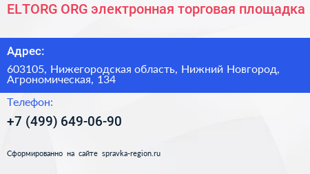 ELTORG ORG электронная торговая площадка - визитка