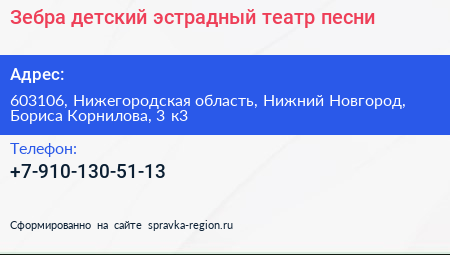 Зебра детский эстрадный театр песни - визитка