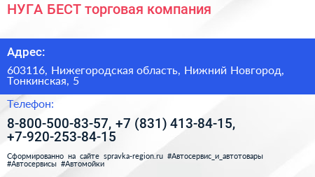 НУГА БЕСТ торговая компания - визитка